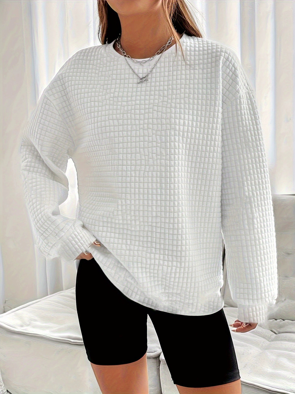 ZARA Crew Neck Long Sleeve Loose Sweatshirt Casual Versatile Fashion